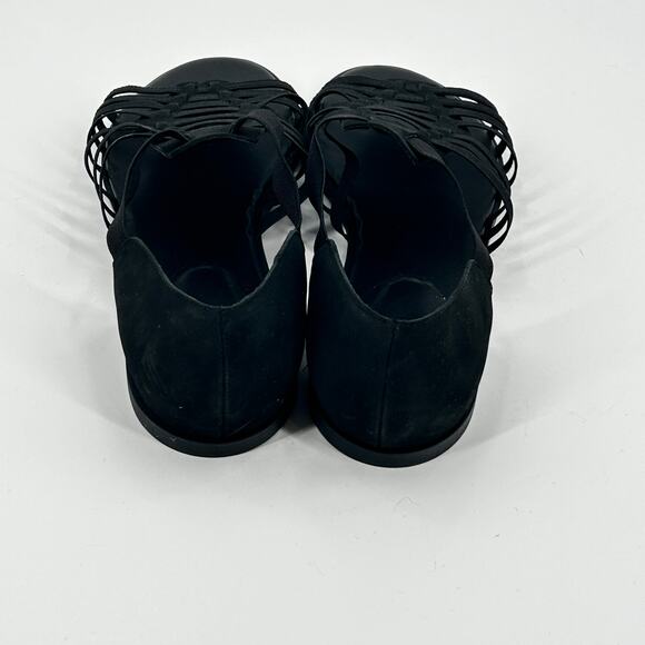 NWOT Eileen Fisher Rato Honey Leather Sandals 7.5 Flats Fisherman Black Travel - Picture 6 of 7